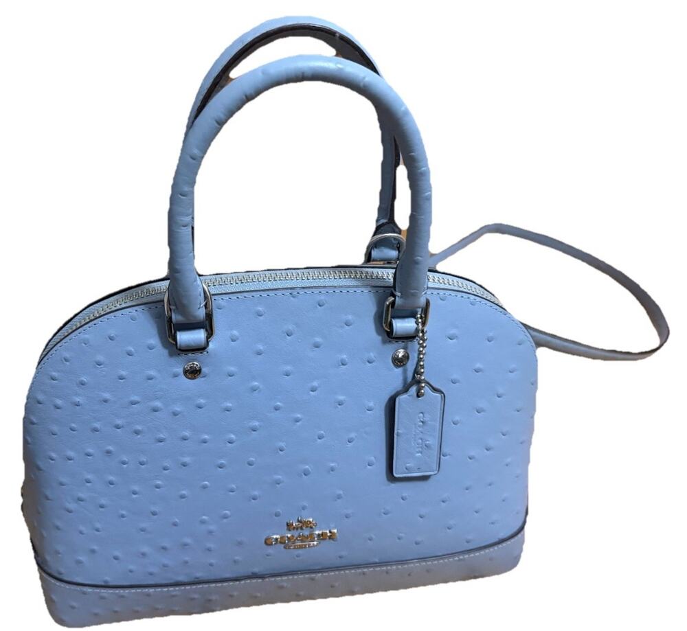 COACH Women’s Cornflower Blue Clutch Zip Up Purse Dome Leather Handbag Crossbody